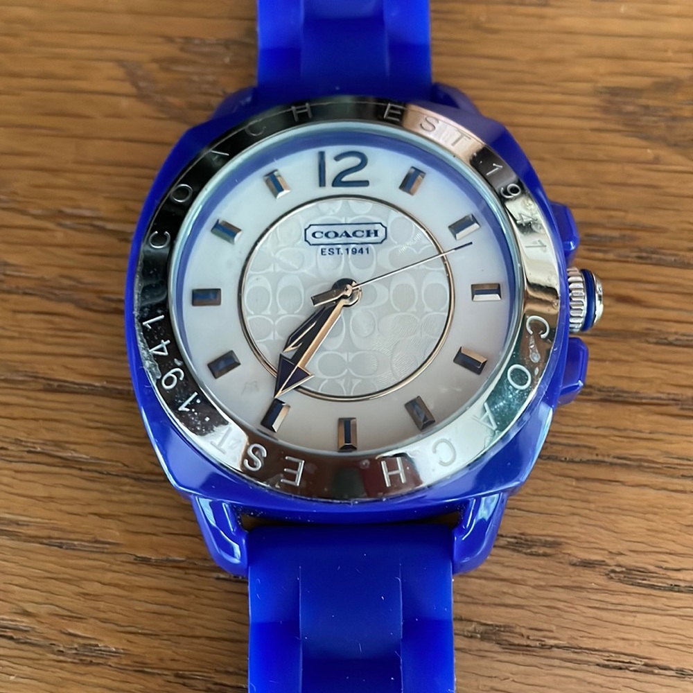 Coach Blue Sporty Watch with Silver Accents